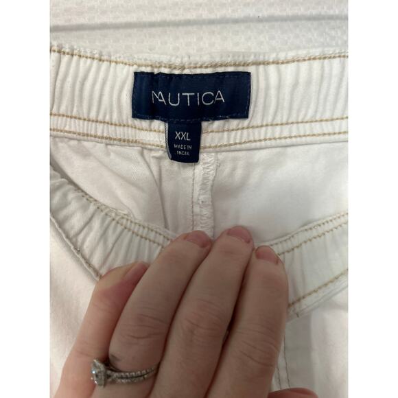 Nautica Women's White Wide Leg Baggy Cropped Drawstring Casual Pants Size XXL - Picture 4 of 9